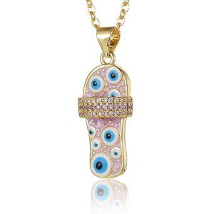 Evil Eye Slipper Pendant Necklace